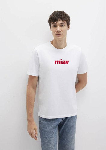 Resim Mavi Miav Baskılı Erkek T-Shirt M067153-622