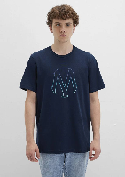 Resim Mavi Baskılı Erkek T-Shirt M0610635-70490