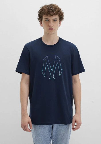 Resim Mavi Baskılı Erkek T-Shirt M0610635-70490