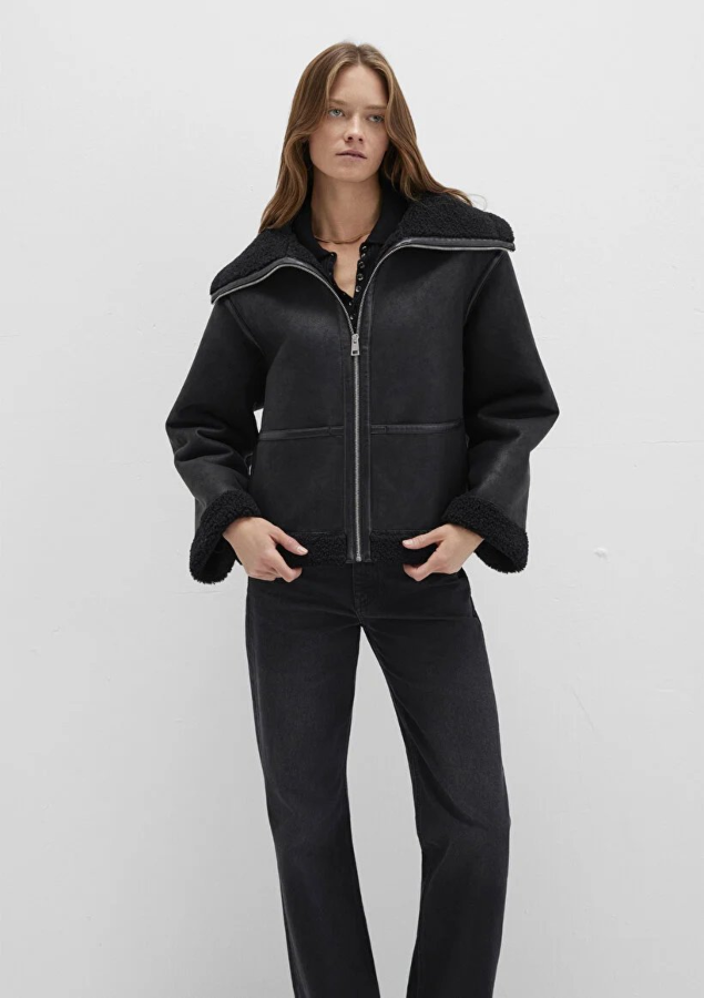 Resim Mavi Dik Yaka Kadın Mont M1110718-900