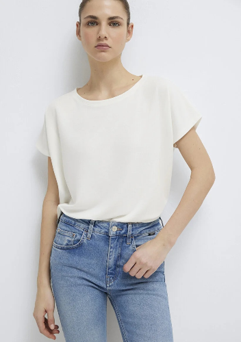 Resim Mavi Kısa Kol Kadın T-Shirt M167245-25705