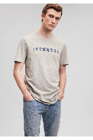 Resim Mavi İstanbul Baskılı Erkek T-Shirt M066282-31935