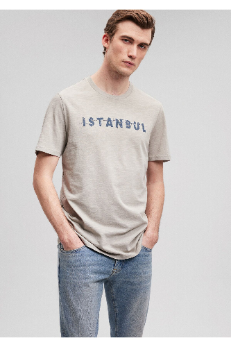 Resim Mavi İstanbul Baskılı Erkek T-Shirt M066282-31935
