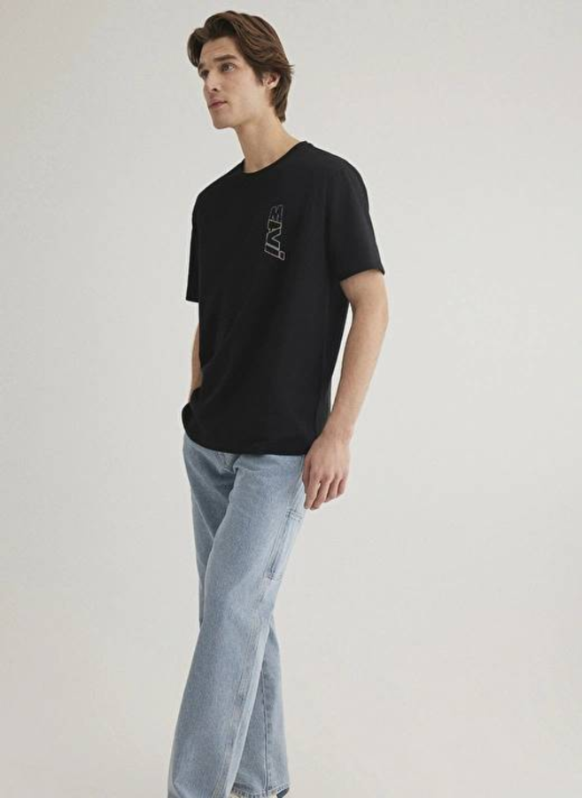 Resim Mavi Baskılı Erkek T-Shirt M0612350-900