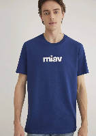 Resim M067153-70722 Mavi Miav Baskılı Erkek T-Shirt