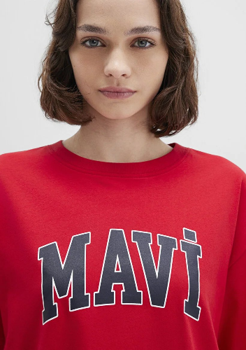 Resim Mavi Baskılı Kadın T-shirt M1600843-82054