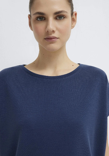 Resim Mavi Kısa Kol Kadın T-Shirt M167245-70487