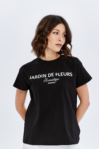 Resim Viole&More Kadın T-Shirt Yk20 Jardın De Flerus Baskılı