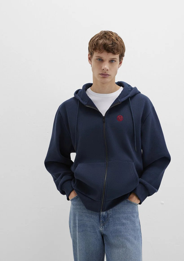 Resim Mavi Fermuarlı Erkek Sweatshirt M066979-70490