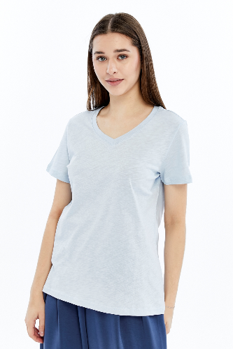 Resim Viole&More 1002 Flamlı  V Yaka Kadın T-shirt