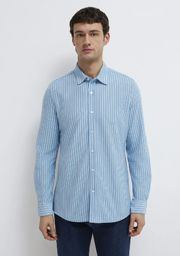 Resim Mavi Erkek Uzun Kol Gömlek M0211404-91579