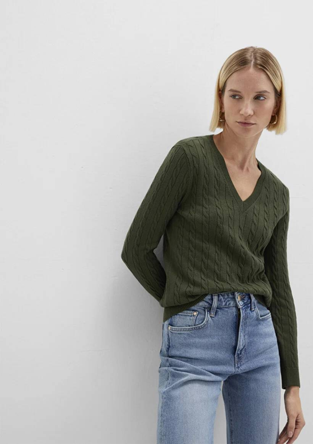 Resim Mavi V Yaka Kadın Kazak M1710340-71551