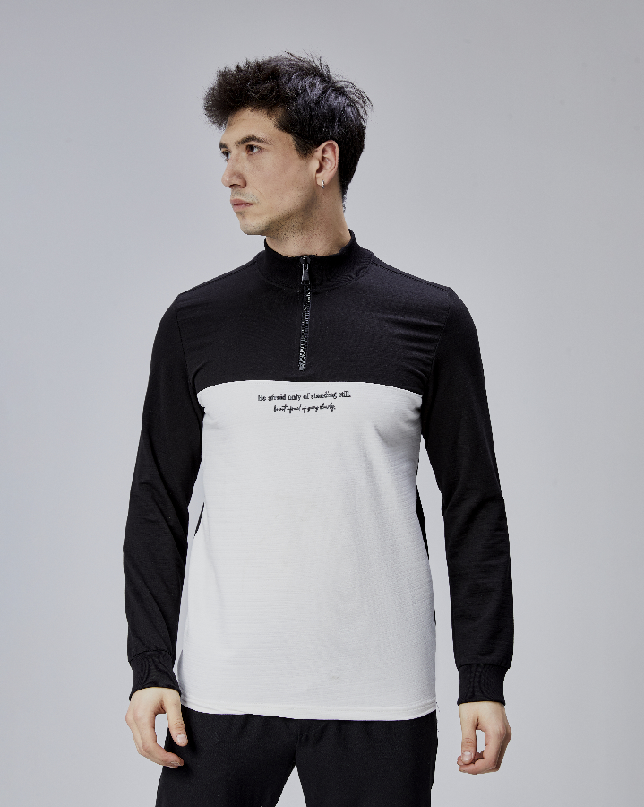 Resim Paul&More Erkek Sweat Be Afraid  Baskı Parçalı Yarım Fermuarlı