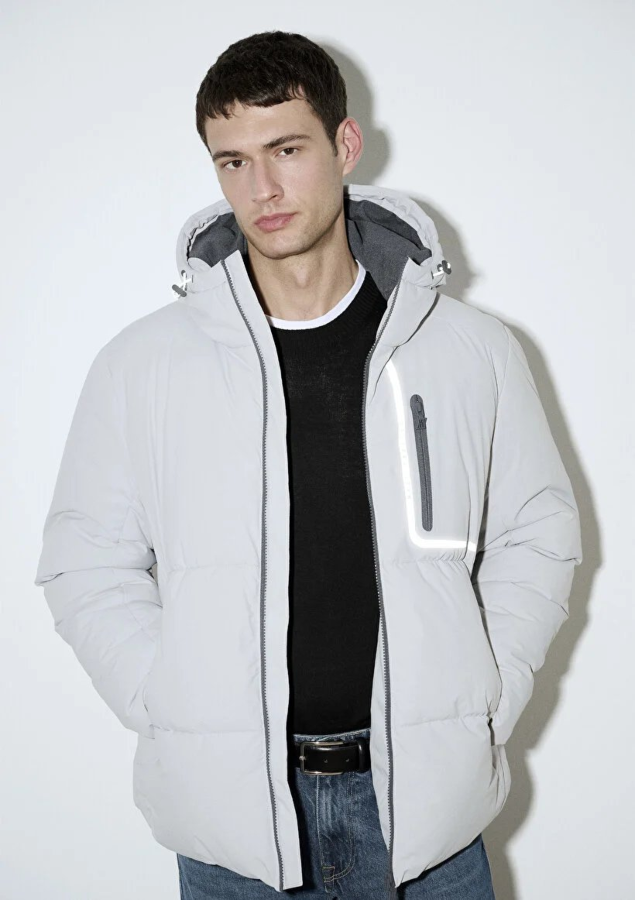 Resim Mavi Kapüşonlu Erkek Mont M0110463-70075