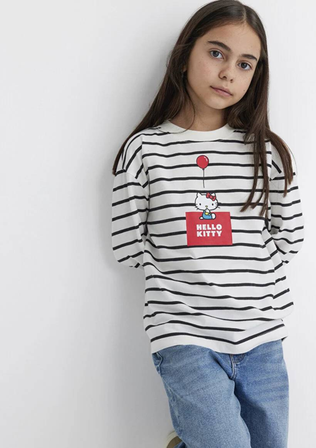 Resim Mavi Hello Kıtty Baskılı Uzun Kol Kız Çocuk T-Shirt M7610306-85308