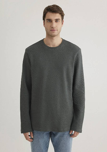 Resim Mavi Uzun Kol Erkek T-Shirt M0611925-71598