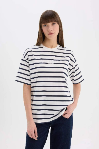 Resim Defacto Kadın Uzun Kol T-shirt E5058AX/NV42