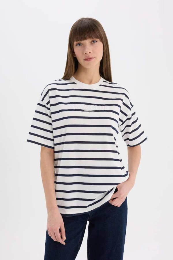 Resim Defacto Kadın Uzun Kol T-shirt E5058AX/NV42