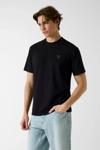 Resim Guess  Erkek  T-shirt M6GI21K3053-JBLK Cn Ss Small Patch Cotton Modal