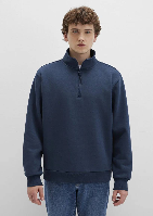 Resim Mavi Yarım Fermuarlı Erkek Sweat M0S10278-70490