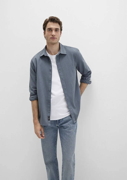 Resim Mavi Uzun Kol Erkek Gömlek M0211641-80889