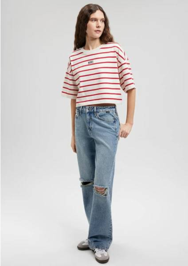 Resim Mavi Baskılı Kadın T-Shirt M1612227-86680