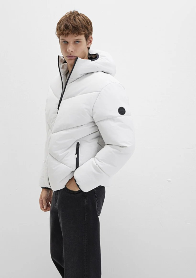 Resim Mavi Kapüşonlu Erkek Mont M0110360-83746