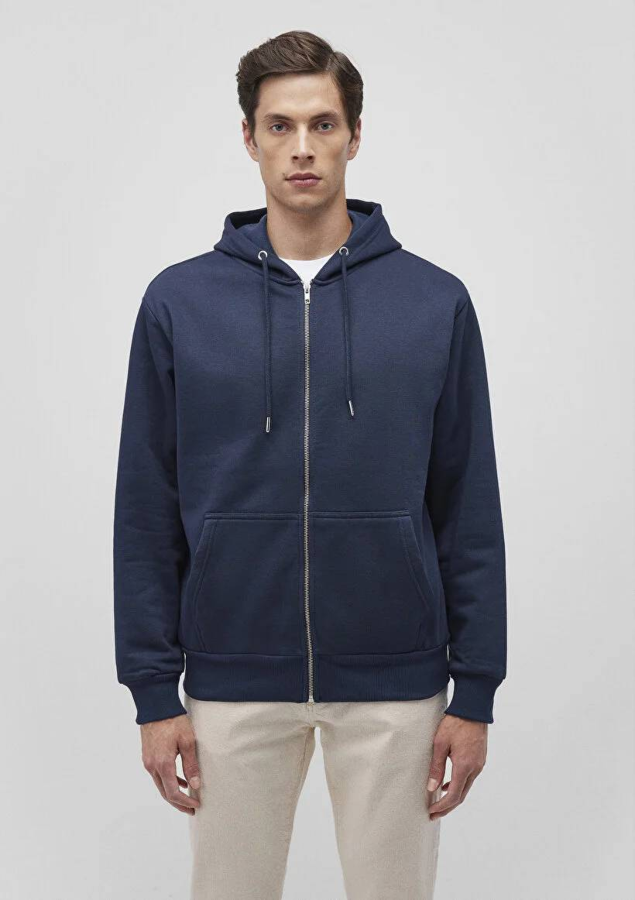 Resim Mavi Kapüşonlu Erkek Sweatshirt M0S10277-70490