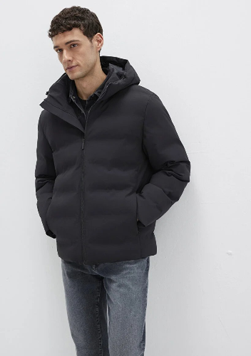 Resim Mavi Kapüşonlu Erkek Mont M0110652-71379