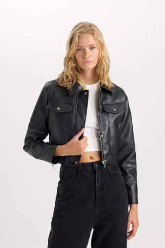 Resim Defacto Kadın  Deri Mont D5774AX/BK27