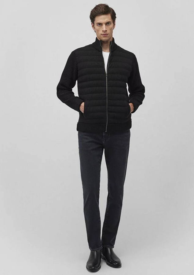 Resim Mavi Fermuarlı Triko Erkek Ceket M070697-900