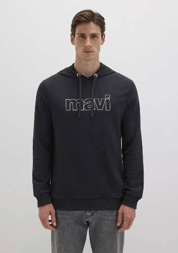 Resim Mavi Logo Kapüşonlu Erkek Sweat M065606-900