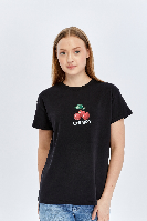 Resim Viole&More Kadın T-Shirt Yk22 Cherry Baskılı