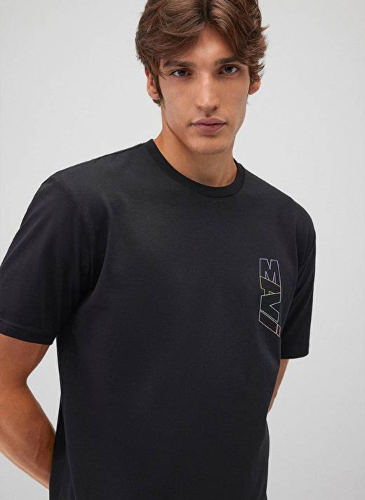 Resim Mavi Baskılı Erkek T-Shirt M0612350-900