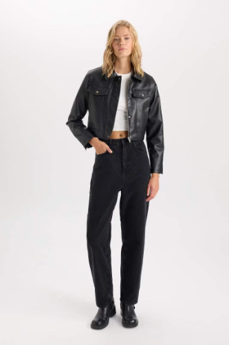 Resim Defacto Kadın  Deri Mont D5774AX/BK27