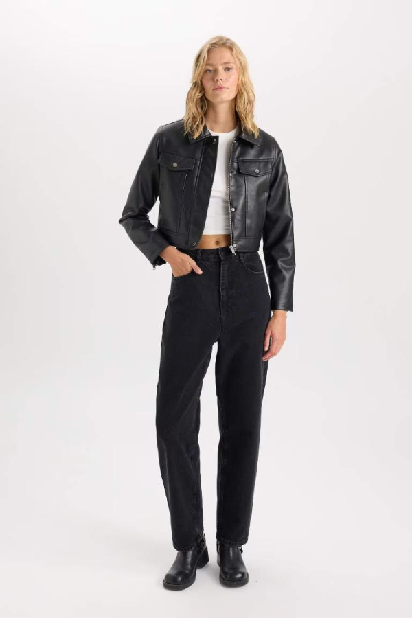 Resim Defacto Kadın  Deri Mont D5774AX/BK27