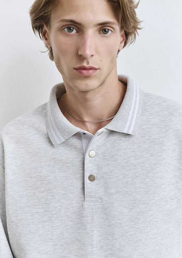 Resim Mavi Düğmeli Erkek Sweatshirt M0S10390-82498