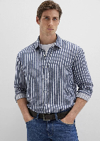 Resim Mavi Çizgili Erkek Gömlek M0211698-90917