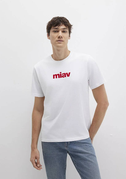 Resim Mavi Miav Baskılı Erkek T-Shirt M067153-622