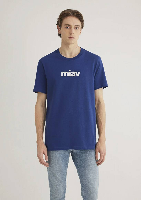 Resim Mavi Miav Baskılı Tişört Koyu Saks Mavi Erkek T-Shirt M067153-70722