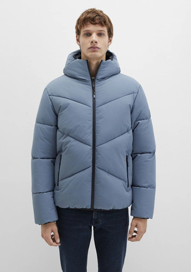 Resim Mavi Kapüşonlu Erkek Mont M0110360-70782