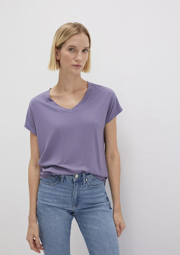 Resim Mavi Basıc V Yaka Kadın T-Shirt M167714-70608