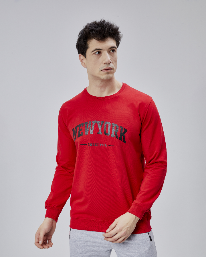 Resim Paul&More Erkek Sweat New York Baskı 0 Yaka 2 İp