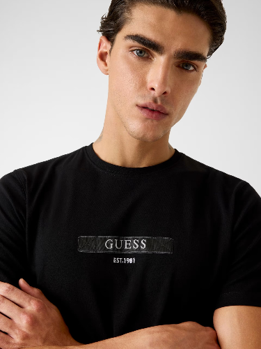 Resim Guess  Erkek  T-shirt M6RI17J1314-JBLK Ss Cn Logo Box Tee