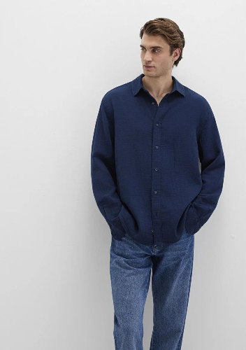 Resim Mavi Erkek Uzun Kol Gömlek M0211518-80872