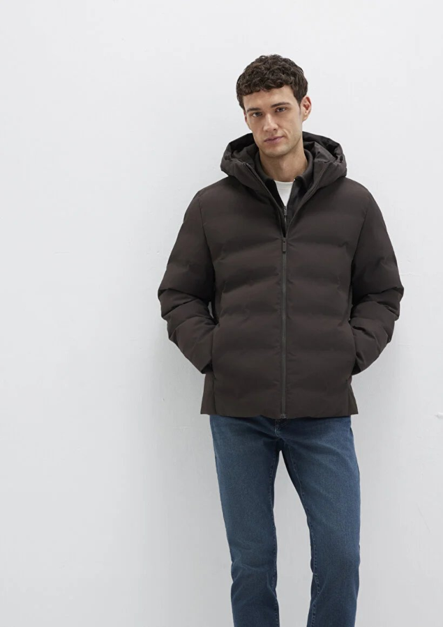 Resim Mavi Kapüşonlu Erkek Mont M0110652-70219