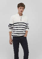 Resim Mavi Çizgili Fermuarlı Erkek Kazak M0710131-70057