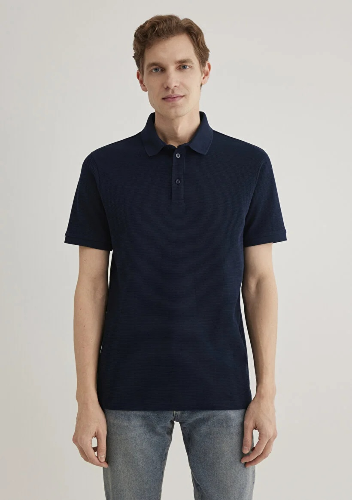 Resim Mavi Polo Yaka Erkek T-shirt M0612521-70490