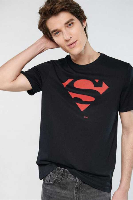 Resim Mavi Superman Baskılı Erkek T-Shirt M066875-900