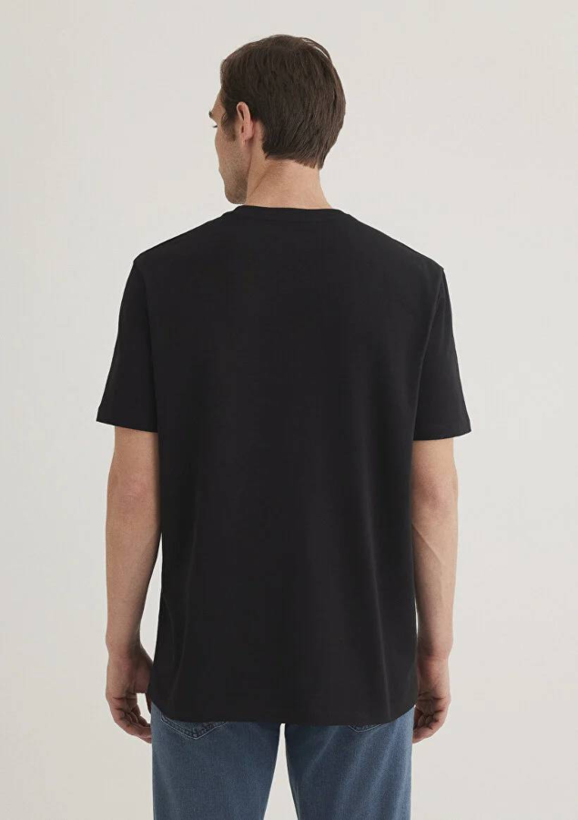 Resim Mavi Basıc Bisiklet Yaka Erkek T-Shirt M0610252-900